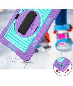 Ohišje za iPad 9/8/7 10,2" s stojalom in naramnico Vijolična