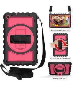 Etui do iPad 6/5 9.7” z Podstawką i Paskiem na Ramię Różowe