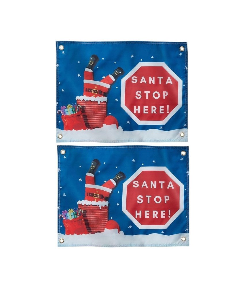 Božični dekorativni transparent z napisom "Santa Stop Here" 45x60CM 2 kosa