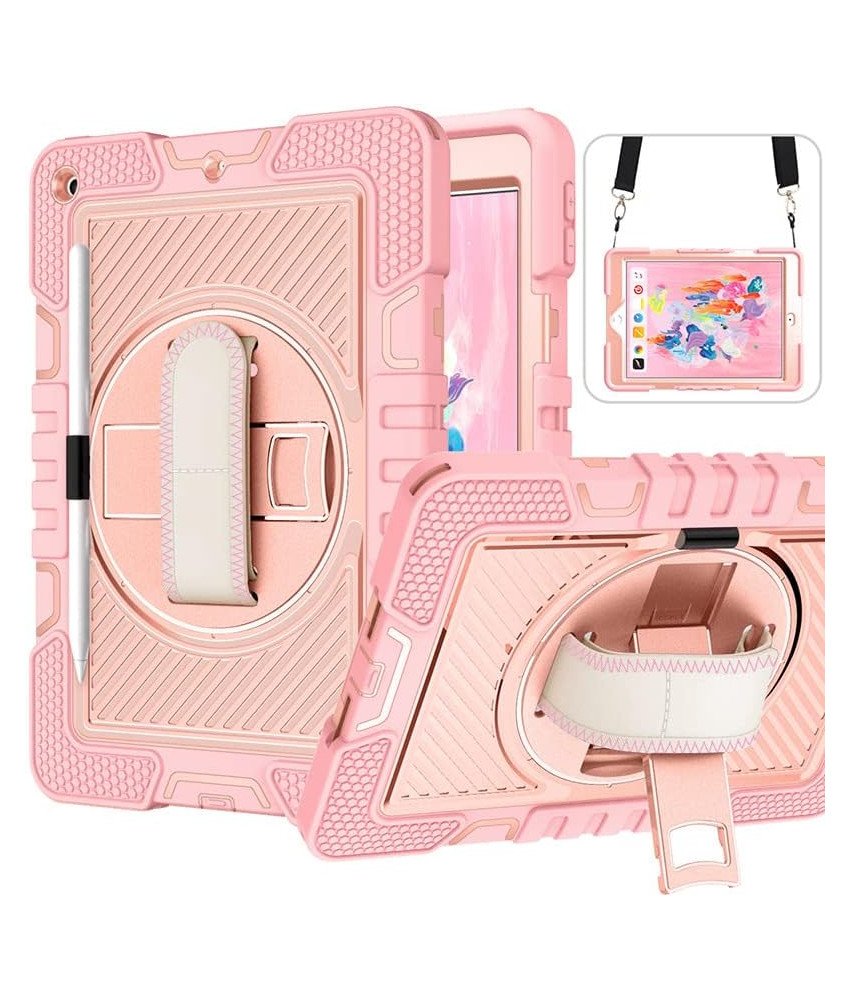 Etui do iPad 9/8/7 10.2" z Podstawką i Paskiem na Ramię Różowe
