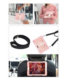 Etui do iPad 9/8/7 10.2" z Podstawką i Paskiem na Ramię Różowe