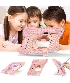 Etui do iPad 9/8/7 10.2" z Podstawką i Paskiem na Ramię Różowe