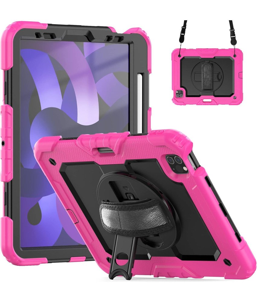 Etui do iPad Pro 11/Air 5/4 z Podstawką i Paskiem na Ramię Różowe