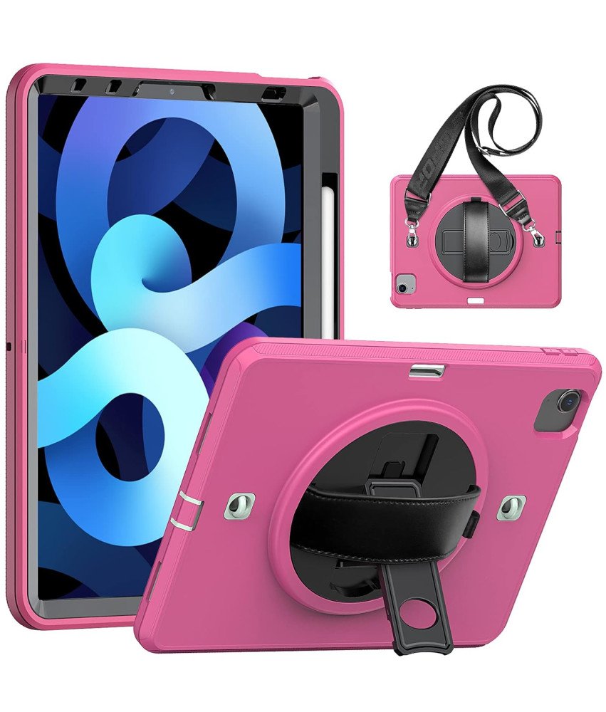 Etui do iPad 6/5 9.7” z Podstawką i Paskiem na Ramię Różowe