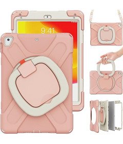 Etui do iPad 6/Air 2 z Podstawką i Paskiem na Ramię Różowe