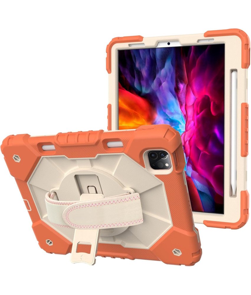 Etui do iPad Air 4/5 10,9” z Podstawką i Paskiem na Ramię Pomarańczowe