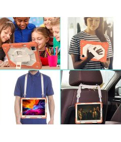 Etui do iPad Air 4/5 10,9” z Podstawką i Paskiem na Ramię Pomarańczowe