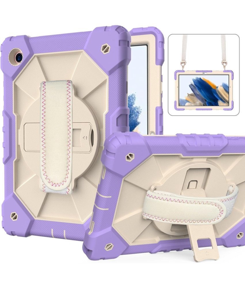 Ohišje za iPad 9/8/7 10,2" s stojalom in naramnico Vijolična