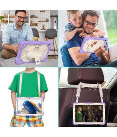 Ohišje za iPad 9/8/7 10,2" s stojalom in naramnico Vijolična