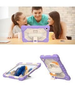 Ohišje za iPad 9/8/7 10,2" s stojalom in naramnico Vijolična