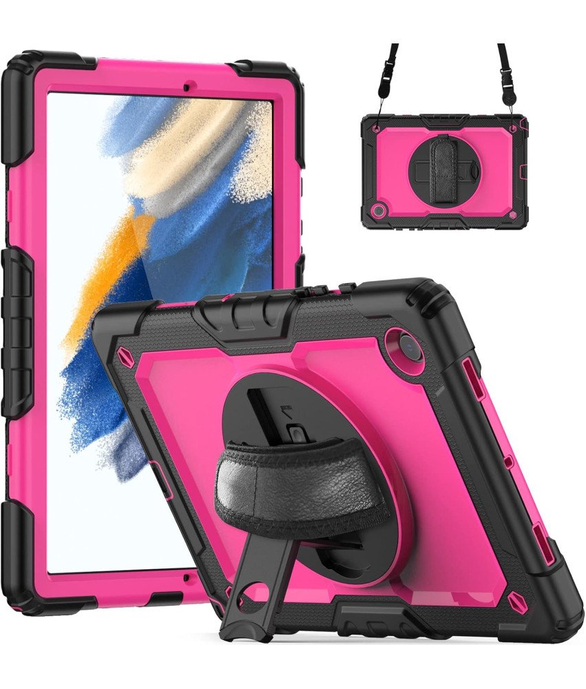 Ohišje za Samsung Galaxy Tab A8 10,5" Stojalo in naramnica roza