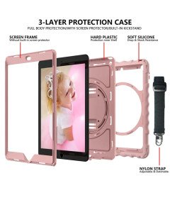 Etui do iPad 9/8/7 10.2" z Podstawką i Paskiem na Ramię Różowe