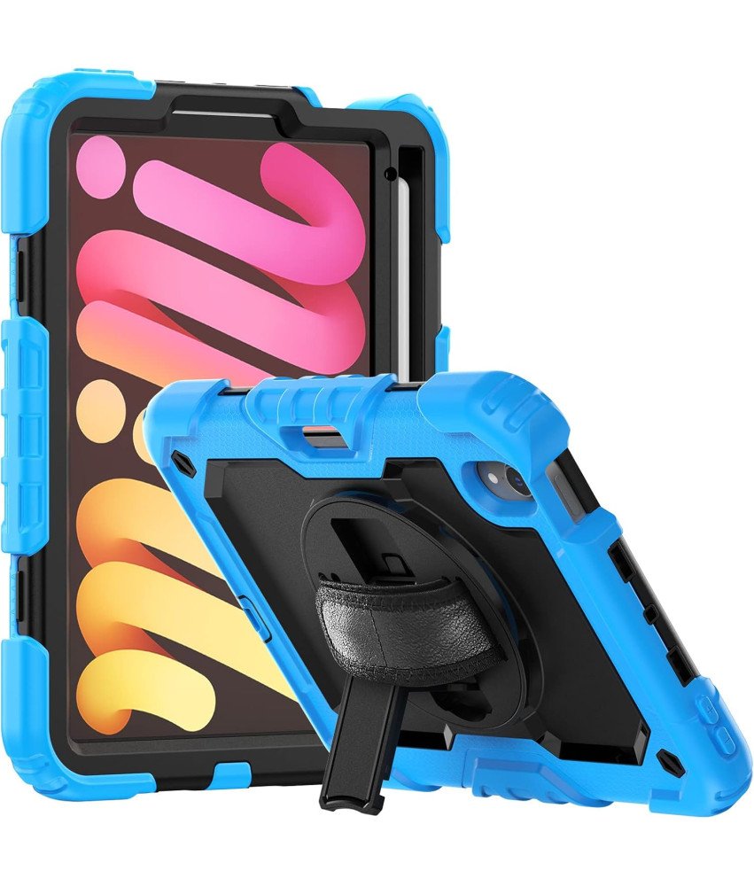 Etui do iPad Mini 6 8.3" z Podstawką i Paskiem na Ramię Niebieskie