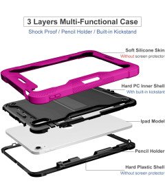 Ohišje za iPad Pro 5/4/3 12,9" s stojalom in držalom za pisalo Roza