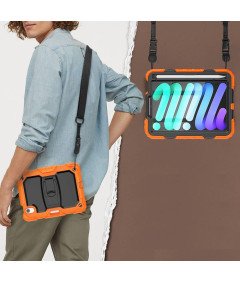 Ohišje za iPad Mini 6 8,3" s stojalom in ramenskim pasom oranžno