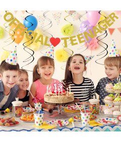 13. rojstni dan Banner Gold Glitter Red Heart Hanging Decoration