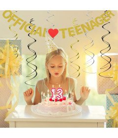 13. rojstni dan Banner Gold Glitter Red Heart Hanging Decoration