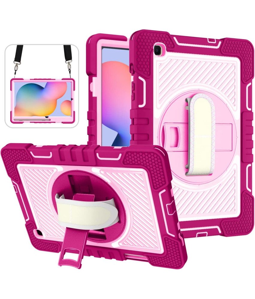 Ohišje za Samsung Galaxy Tab A 8" s stojalom in naramnico Roza