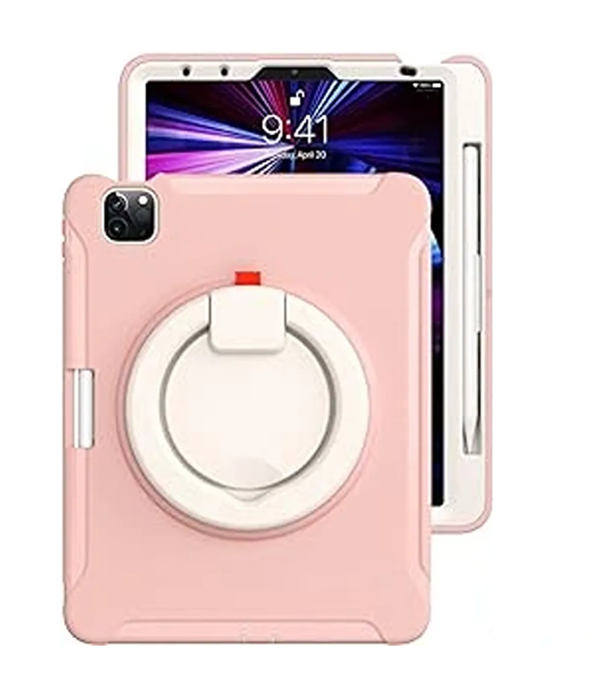 Ohišje za iPad Pro 12,9" z vrtljivim stojalom in držalom za pisala Roza