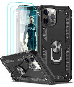 Pancerne Etui Ochronne do iPhone 13 Pro Max Uchwyt Szkło Czarne