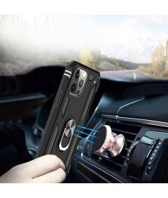 Pancerne Etui Ochronne do iPhone 13 Pro Max Uchwyt Szkło Czarne