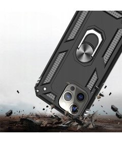 Pancerne Etui Ochronne do iPhone 13 Pro Max Uchwyt Szkło Czarne