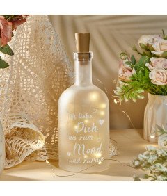 Romantična steklenica LED Weewooday z napisom "I love you all the way to the moon"