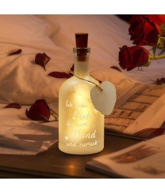 Romantična steklenica LED Weewooday z napisom "I love you all the way to the moon"